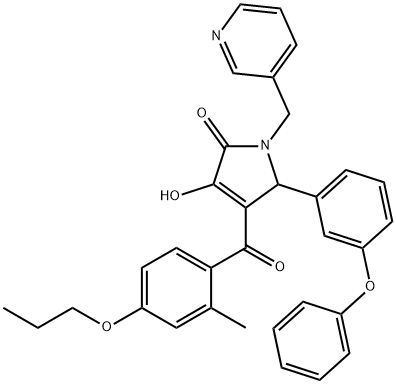 3-hydroxy-4-(2-methyl-4-propoxybenzoyl)-5-(3-phenoxyphenyl)-1-(pyridin-3-ylmethyl)-1H-pyrrol-2(5H)-one,442551-65-7,结构式