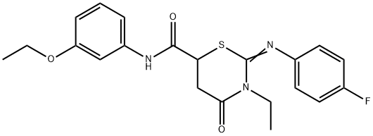 (2Z)-N-(3-ethoxyphenyl)-3-ethyl-2-[(4-fluorophenyl)imino]-4-oxo-1,3-thiazinane-6-carboxamide,470711-49-0,结构式