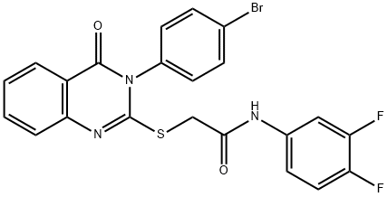 2-{[3-(4-bromophenyl)-4-oxo-3,4-dihydroquinazolin-2-yl]sulfanyl}-N-(3,4-difluorophenyl)acetamide 化学構造式