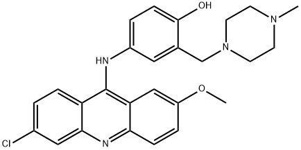 4-((6-氯-2-甲氧基吖啶-9-基)氨基)-2-((4-甲基哌嗪-1-基)甲基)苯酚,500565-15-1,结构式