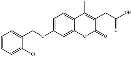 {7-[(2-chlorobenzyl)oxy]-4-methyl-2-oxo-2H-chromen-3-yl}acetic acid 结构式