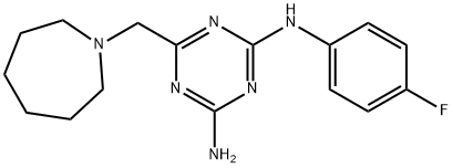 6-(azepan-1-ylmethyl)-N-(4-fluorophenyl)-1,3,5-triazine-2,4-diamine Struktur