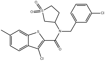 3-chloro-N-(3-chlorobenzyl)-N-(1,1-dioxidotetrahydrothiophen-3-yl)-6-methyl-1-benzothiophene-2-carboxamide 结构式