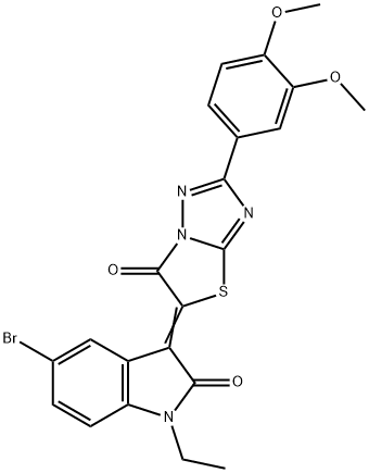 (3Z)-5-bromo-3-[2-(3,4-dimethoxyphenyl)-6-oxo[1,3]thiazolo[3,2-b][1,2,4]triazol-5(6H)-ylidene]-1-ethyl-1,3-dihydro-2H-indol-2-one,577961-98-9,结构式