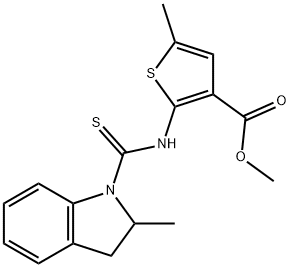 methyl 5-methyl-2-(2-methylindoline-1-carbothioamido)thiophene-3-carboxylate Structure