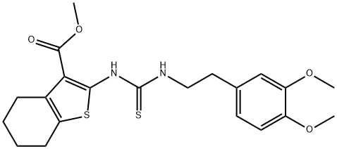 methyl 2-(3-(3,4-dimethoxyphenethyl)thioureido)-4,5,6,7-tetrahydrobenzo[b]thiophene-3-carboxylate,588695-74-3,结构式