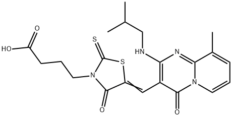 4-[(5Z)-5-({9-methyl-2-[(2-methylpropyl)amino]-4-oxo-4H-pyrido[1,2-a]pyrimidin-3-yl}methylidene)-4-oxo-2-thioxo-1,3-thiazolidin-3-yl]butanoic acid|
