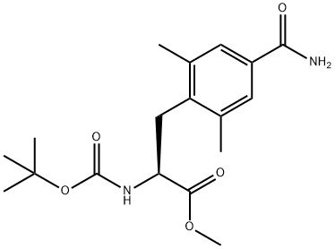 4'-carbamoyl N-Boc-2',6'-dimethyl-L-phenylalanine methyl ester 化学構造式