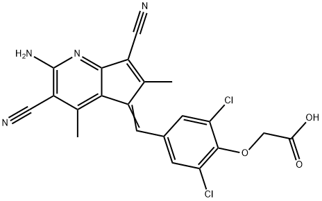 {4-[(2-amino-3,7-dicyano-4,6-dimethyl-5H-cyclopenta[b]pyridin-5-ylidene)methyl]-2,6-dichlorophenoxy}acetic acid,667897-90-7,结构式