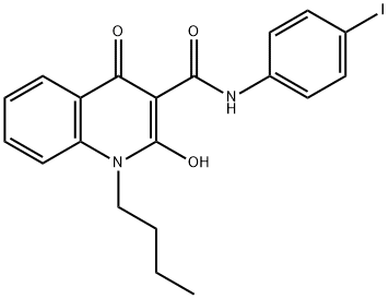 1-butyl-2-hydroxy-N-(4-iodophenyl)-4-oxo-1,4-dihydroquinoline-3-carboxamide 结构式