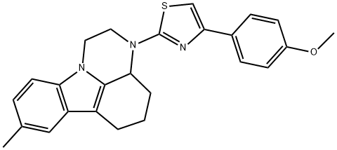 4-(4-methoxyphenyl)-2-(8-methyl-3a,4,5,6-tetrahydro-1H-pyrazino[3,2,1-jk]carbazol-3(2H)-yl)thiazole Structure