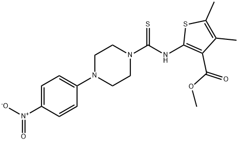 methyl 4,5-dimethyl-2-(4-(4-nitrophenyl)piperazine-1-carbothioamido)thiophene-3-carboxylate Structure