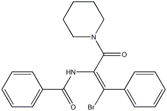 (Z)-N-哌啶基-2-苯甲酰胺基-3-溴-3-苯基-2-丙烯酰胺,705293-97-6,结构式