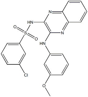 3-chloro-N-{3-[(3-methoxyphenyl)amino]quinoxalin-2-yl}benzenesulfonamide 结构式