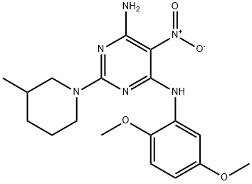 N-(2,5-dimethoxyphenyl)-2-(3-methylpiperidin-1-yl)-5-nitropyrimidine-4,6-diamine Struktur