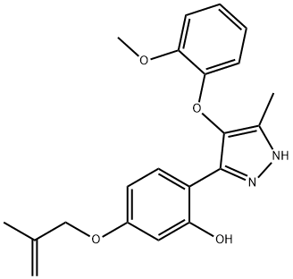 2-[4-(2-methoxyphenoxy)-5-methyl-1H-pyrazol-3-yl]-5-[(2-methylprop-2-en-1-yl)oxy]phenol Struktur