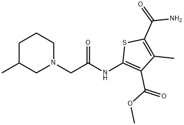 methyl 5-carbamoyl-4-methyl-2-(2-(3-methylpiperidin-1-yl)acetamido)thiophene-3-carboxylate Structure