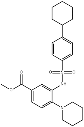 methyl 3-(4-cyclohexylphenylsulfonamido)-4-(piperidin-1-yl)benzoate,727674-72-8,结构式