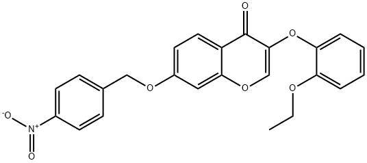 3-(2-ethoxyphenoxy)-7-[(4-nitrobenzyl)oxy]-4H-chromen-4-one Struktur