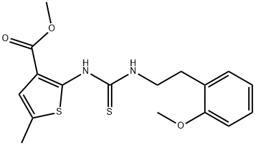 methyl 2-(3-(2-methoxyphenethyl)thioureido)-5-methylthiophene-3-carboxylate 化学構造式