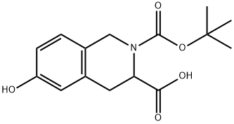 2-[(TERT-ブチルオキシカルボニル)]-6-ヒドロキシ-1,2,3,4-テトラヒドロイソキノリン-3-カルボン酸 化学構造式