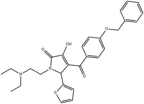 4-(4-(benzyloxy)benzoyl)-1-(2-(diethylamino)ethyl)-3-hydroxy-5-(thiophen-2-yl)-1H-pyrrol-2(5H)-one Structure