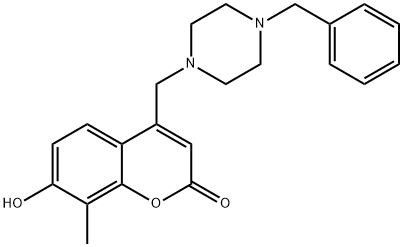 4-[(4-benzylpiperazin-1-yl)methyl]-7-hydroxy-8-methyl-2H-chromen-2-one 结构式