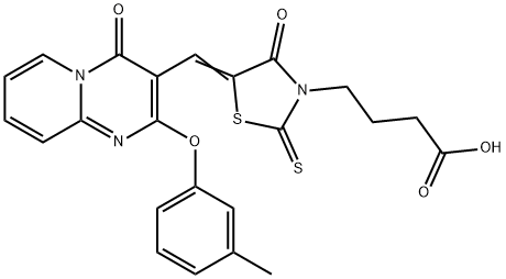 4-[(5Z)-5-{[2-(3-methylphenoxy)-4-oxo-4H-pyrido[1,2-a]pyrimidin-3-yl]methylidene}-4-oxo-2-thioxo-1,3-thiazolidin-3-yl]butanoic acid,848208-23-1,结构式