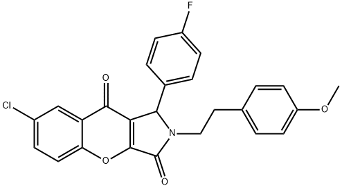 7-chloro-1-(4-fluorophenyl)-2-[2-(4-methoxyphenyl)ethyl]-1,2-dihydrochromeno[2,3-c]pyrrole-3,9-dione 化学構造式