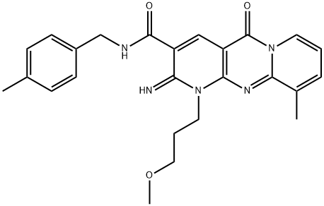 2-imino-1-(3-methoxypropyl)-10-methyl-N-(4-methylbenzyl)-5-oxo-1,5-dihydro-2H-dipyrido[1,2-a:2,3-d]pyrimidine-3-carboxamide Struktur