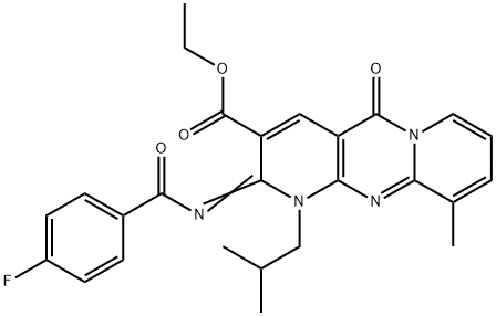 ethyl 2-[(4-fluorobenzoyl)imino]-1-isobutyl-10-methyl-5-oxo-1,5-dihydro-2H-dipyrido[1,2-a:2,3-d]pyrimidine-3-carboxylate Structure