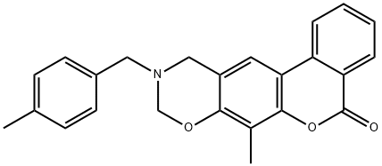 7-methyl-10-(4-methylbenzyl)-10,11-dihydro-5H,9H-benzo[3,4]chromeno[6,7-e][1,3]oxazin-5-one|
