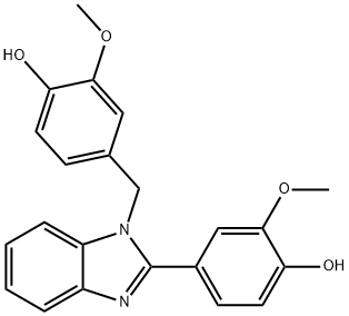 4-[[2-(4-hydroxy-3-methoxy-phenyl)benzimidazol-1-yl]methyl]-2-methoxy-phenol 化学構造式