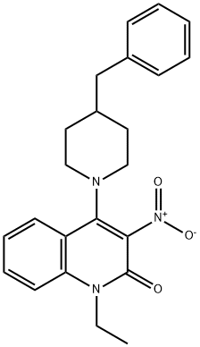 4-(4-benzyl-1-piperidinyl)-1-ethyl-3-nitro-2(1H)-quinolinone,862198-33-2,结构式