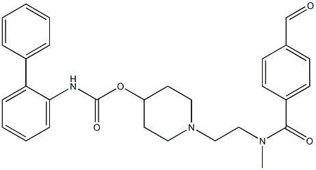 1-(2-(3-formyl-N-methylbenzamido)ethyl)piperidin-4-yl [1,1'-biphenyl]-2-ylcarbamate 化学構造式