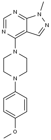 4-[4-(4-methoxyphenyl)piperazin-1-yl]-1-methyl-1H-pyrazolo[3,4-d]pyrimidine 结构式
