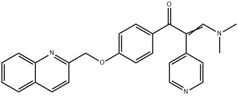 (E)-1-(4-((quinolin-2-yl)methoxy)phenyl)-3-(dimethylamino)-2-(pyridin-4-yl)prop-2-en-1-one Struktur