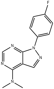 1-(4-fluorophenyl)-N,N-dimethyl-1H-pyrazolo[3,4-d]pyrimidin-4-amine,872622-67-8,结构式