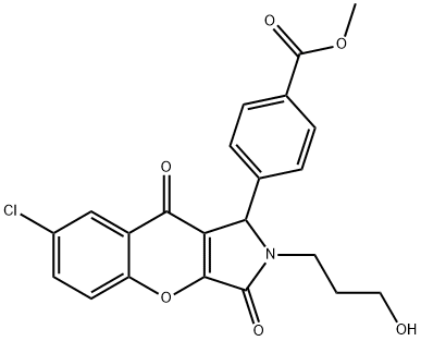 methyl 4-[7-chloro-2-(3-hydroxypropyl)-3,9-dioxo-1,2,3,9-tetrahydrochromeno[2,3-c]pyrrol-1-yl]benzoate Struktur