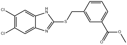 Methyl 3-(((5,6-dichloro-1H-benzo[d]imidazol-2-yl)thio)methyl)benzoate Struktur