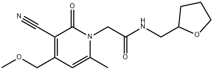 2-[3-cyano-4-(methoxymethyl)-6-methyl-2-oxopyridin-1(2H)-yl]-N-(tetrahydrofuran-2-ylmethyl)acetamide Structure