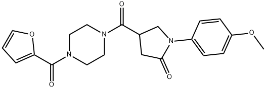 4-{[4-(furan-2-ylcarbonyl)piperazin-1-yl]carbonyl}-1-(4-methoxyphenyl)pyrrolidin-2-one,878426-68-7,结构式