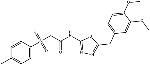 N-[5-(3,4-dimethoxybenzyl)-1,3,4-thiadiazol-2-yl]-2-[(4-methylphenyl)sulfonyl]acetamide Structure