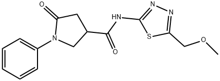 N-[5-(methoxymethyl)-1,3,4-thiadiazol-2-yl]-5-oxo-1-phenylpyrrolidine-3-carboxamide,878441-95-3,结构式