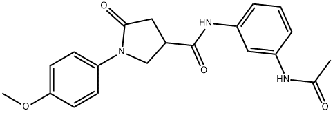 N-[3-(acetylamino)phenyl]-1-(4-methoxyphenyl)-5-oxopyrrolidine-3-carboxamide 化学構造式