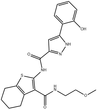 3-(2-hydroxyphenyl)-N-(3-{[(2-methoxyethyl)amino]carbonyl}-4,5,6,7-tetrahydro-1-benzothien-2-yl)-1H-pyrazole-5-carboxamide,879430-48-5,结构式