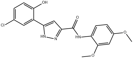 3-(5-chloro-2-hydroxyphenyl)-N-(2,4-dimethoxyphenyl)-1H-pyrazole-5-carboxamide,879767-77-8,结构式