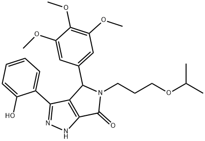 3-(2-hydroxyphenyl)-5-(3-isopropoxypropyl)-4-(3,4,5-trimethoxyphenyl)-4,5-dihydropyrrolo[3,4-c]pyrazol-6(1H)-one Struktur