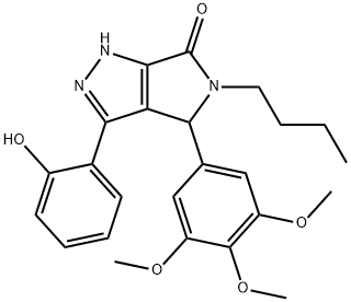 5-butyl-3-(2-hydroxyphenyl)-4-(3,4,5-trimethoxyphenyl)-4,5-dihydropyrrolo[3,4-c]pyrazol-6(1H)-one Structure