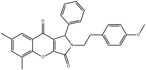 2-[2-(4-methoxyphenyl)ethyl]-5,7-dimethyl-1-phenyl-1,2-dihydrochromeno[2,3-c]pyrrole-3,9-dione,880788-45-4,结构式